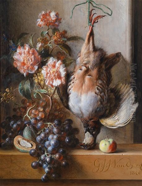 Stilleben Mit Blumen, Fruchten Und Erlegtem Federwild - view 1