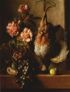 Nature Morte De Fruits, De Fleurs Et Oiseau