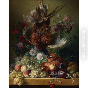 Still Life Of Flowers And Fruit With A Bird