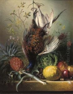Game, Fruits, Flowers And A Hunting-horn On A Ledge by Georgius van Os