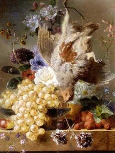 A Still Life With Flowers, Fruit And A Partridge