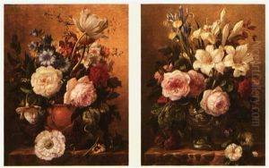 Still Life Of Summer Flowers; A Pair Of Paintings by Georgius van Os