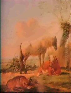 Animals At Pasture by Georgius van Os