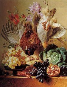 Still Life With Game, Fruit And Vegetables by Georgius Jacobus Johannes van (the Younger) Os