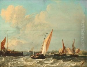 Marin Med Segelskutor Vid Kusten by Jan van Os