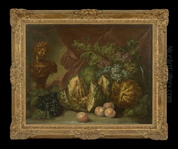 Still Life With Melons, Grapes, Peaches And A Classical Bust - view 1