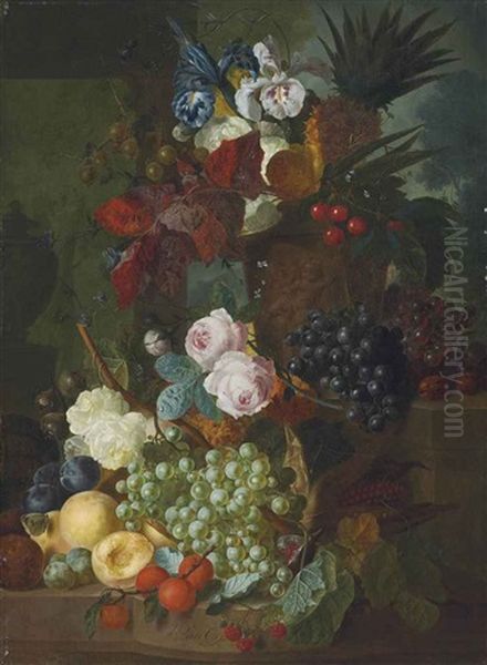 Still Life Of Flowers And Fruit - view 1