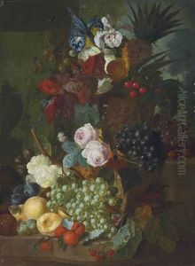 Still Life Of Flowers And Fruit by Jan van Os