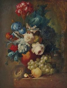 Bouquet Et Un Nid Sur Un Entablement