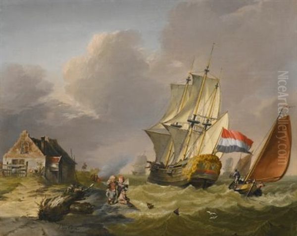 Shipping In A Storm Off The Coast - view 1