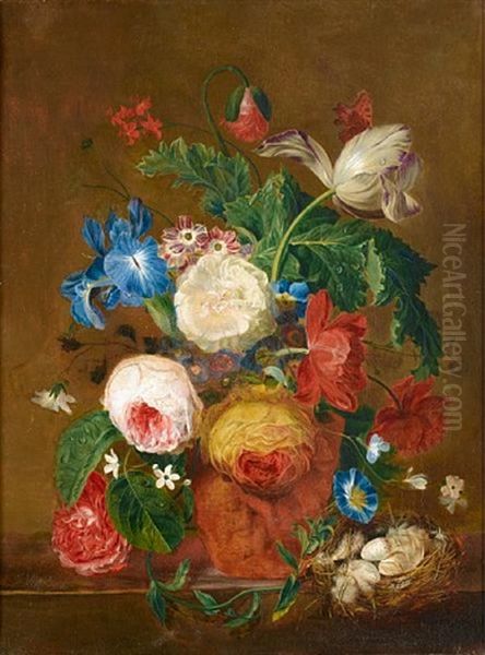 Roses, Lilies, Tulips And Other Flowers In A Vase - view 1