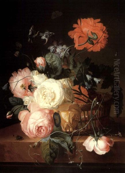 Corbeille De Roses Sur Une Tablette - view 1