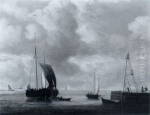 Fishing Boats In A Harbor by Jan van Os