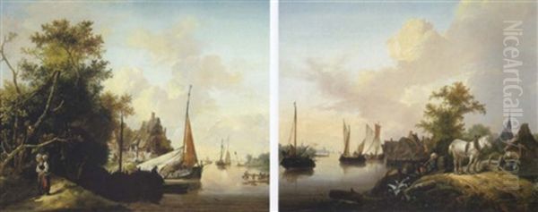A River Landscape With A Mother And Child On A Path, Shipping Beyond - view 1