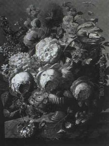 Prunkstilleben Mit Tulpen, Rosen, Nelken U.a. In Einer Tonvase