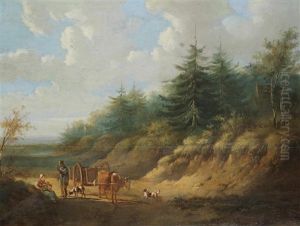 Landscape With Farmer, Farmer's Wife And Cart by Pieter Gerardus Van Os