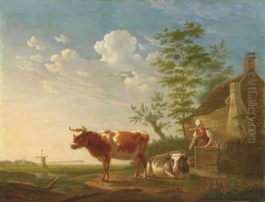 Landschaft Mit Hirtin Und Kuh