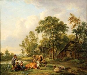A Landscape With Shepherds And Cattle by Pieter Gerardus Van Os