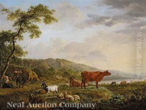 A Rustic Couple With Their Herd, In A Wild Landscape