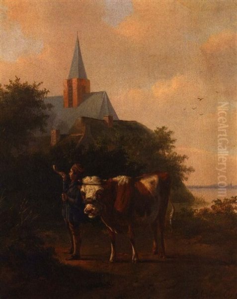 Scene Pastorale Devant Une Eglise - view 1