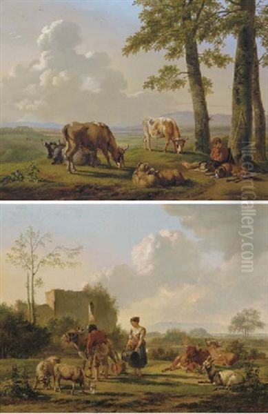 Landschap Met Vee - Landscape With Cattle (+ Het Melkuur - Milking Time, 1811; 2 Works) - view 1