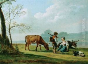 The Little Shepherds by Pieter Gerardus Van Os