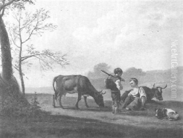 Cattle Herders Resting In A Landscape - view 1