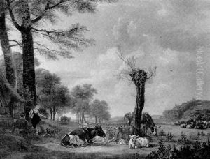 Landschaft Mit Bauernkaten Und Weidendem Vieh by Pieter Gerardus Van Os