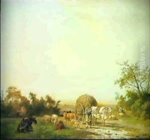 Bauern Und Hirten Bei Der Rast by Pieter Gerardus Van Os