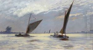 Sailing Barges In An Estuary by Emily Mary Osborn
