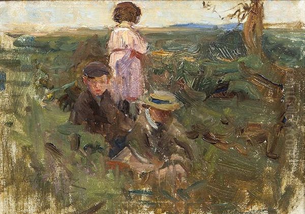 Children In A Meadow - view 1