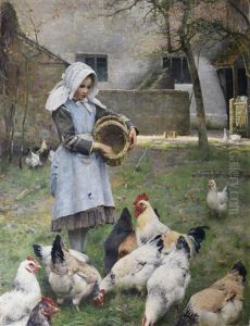 Feeding The Chickens by Walter Frederick Osborne