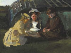 Three Girls Winding Wool