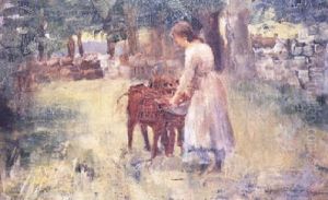 Girl Feeding Calves