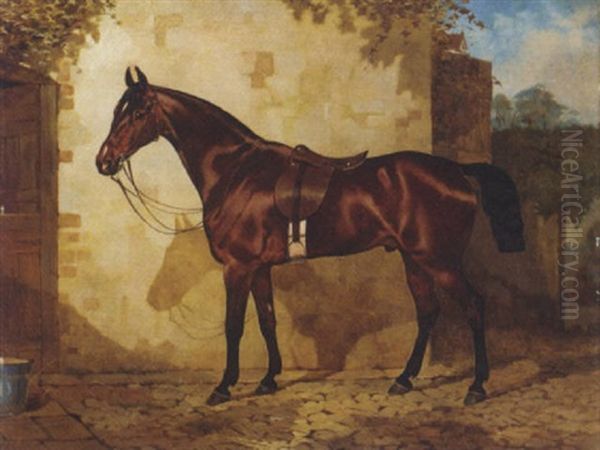 A Bay Hunter In A Stable Yard - view 1