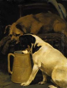 Stealing The Milk; Two Terriers In The Artist's Studio Stealing The Milk; Two Terriers In The Artist's Studio