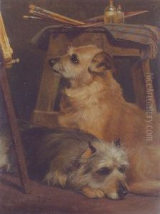 Models At Rest; Two Terriers In The Artist's Studio by William Osborne