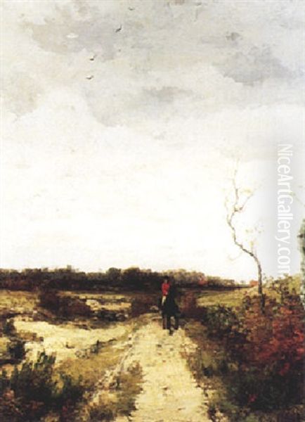 A Horse And Rider On A Country Path - view 1