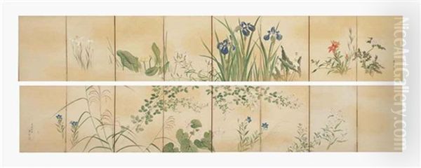 Flowers And Grasses Of The Four Seasons (pair) - view 1