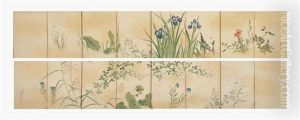 Flowers And Grasses Of The Four Seasons (pair) by Maruyama Oshin