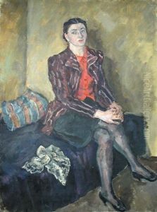 Portrait Of The Artist's Wife Nadezada Gregorilich Navrotskaya Osmerkina (1913-1996) by Alexander Alexandrov Osmerkin