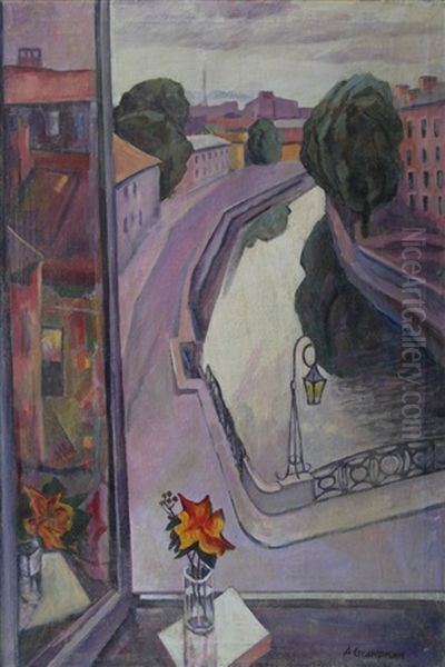 View From The Window On City Street - view 1