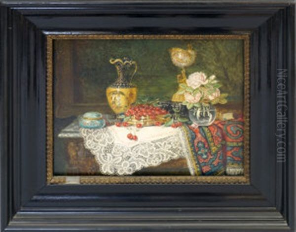 Still Life With Cherries, Nautilus Shell Cup And Roses - view 1