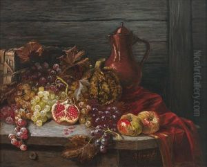 Stilleben Mit Trauben, Apfeln Und Granatapfel by Josefine Osnaghi