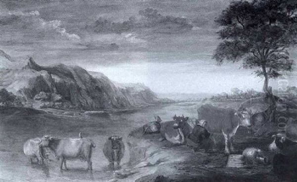 Vaches Pres D'une Riviere - view 1