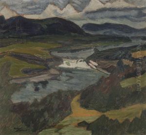 Sandinavian Mountain Landscape, Possibly The River Angermanalven In Sweden by Helmer Osslund