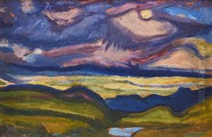 Norrlandskt Landskap I Mansken by Helmer Osslund