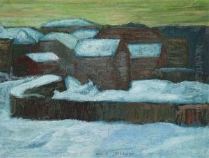 Snotyngt Stadslandskap I Skymning by Helmer Osslund