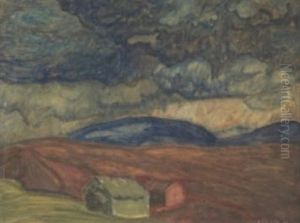 Landskap Med Ladugardar by Helmer Osslund