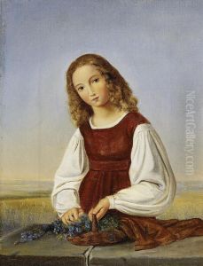 Girl With Basket Of Flowers by Louis Ammy Blanc